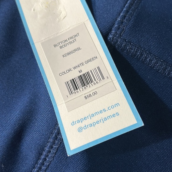 NWT! Women's DRAPER JAMES RSVP Button Front Bodysuit Striped White and Green - Picture 4 of 4